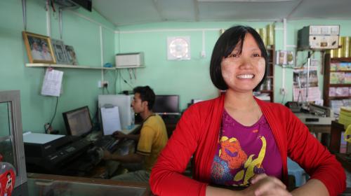 Daw Po Po has been running her own printing business for ten years.  The TVET course provides her with a stream of interns.  She has kept two of them on as full time staff. “It’s a win-win situation,” she says. 